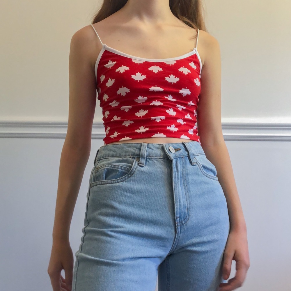 Canadian Maple Leaf Cropped Tank Top - Picture 1 of 3